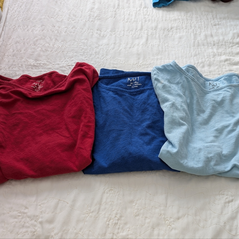 J. Crew Women's Long Sleeve Tops - Crimson, Cobalt, Sky Blue